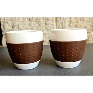 Bodum Pavina Porcelain Mugs with Silicone Sleeve, New, 2 Pc Set, 8 oz, Brown